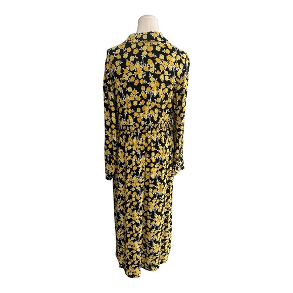 BODEN Jessie Maxi Shirt Dress Yellow Black Floral Size 10 Long Sleeve Party Work - Picture 7 of 11
